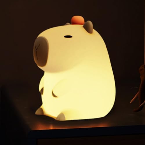 Yajexun Capybara-Nachtlicht | Süße Silikonlampe Für Kinder, Tragbare USB Wiederaufladbare Nachttischlampe Für Kinderzimmer, LED Touch Lampe Kindertierlampen Geburtstagsgeschenk Für Jungen Mädchen von Yajexun