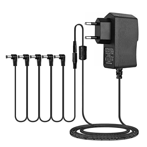 Yajimsa 9-V-Pedalnetzteil, Stromversorgung für Gitarreneffekte mit 5-Wege-Daisy-Chain-Kabeln, kompatibel, Vox Stomplab, KLIQ, Wah-Pedalen, Behringer Musical Devices von Yajimsa