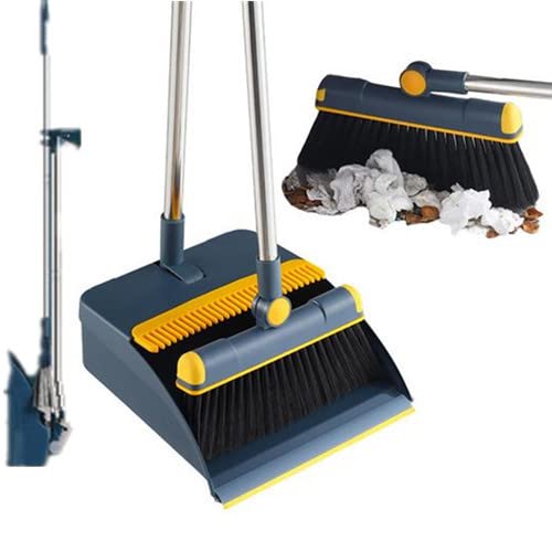 Yajimsa Besen Und Kehrschaufel Set, 180° Drehbar Kehrmaschine Und Kehrschaufel Combo Mit Langem Ausziehbarem Griff Aufrecht, Schaufel Und Besen Set Kehrset Kehrgarnitur Reinigungsset von Yajimsa