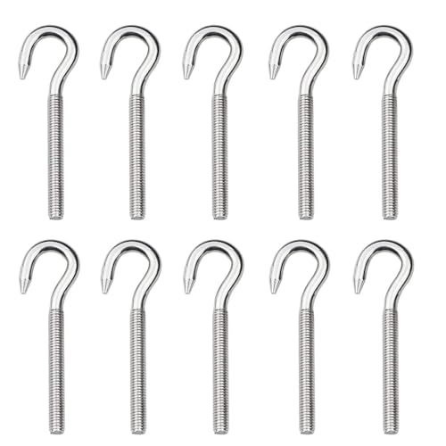 Yajumgato 10 Stück M4 Hakenbolzen Schraubenringe 304 Edelstahl Haken Langschaft Ringschraube für Küche Garten Kronleuchter Vorhänge Handwerk von Yajumgato