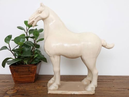 Yajutang Tang-Pferd Terrakotta Feng Shui Symbol Ausdauer Sieg cremeweiß … von Yajutang