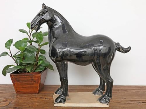 Yajutang Tang-Pferd Terrakotta Feng Shui Symbol Ausdauer Sieg schwarz … von Yajutang