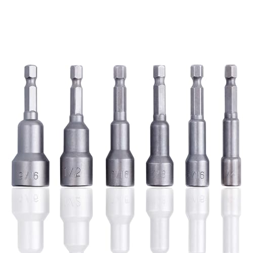 Yakamoz Magnetisches Steckschlüssel-Set – 6,35 mm Sechskantschaft, Power-Nuss-Setter, Bohrer-Set mit Magnet-Stecknuss für Schlagbohrmaschine, 6,4 cm Länge, SAE 1/4-9/16 Zoll, CR-V-Stahl Yakamoz Magnetisches Steckschlüssel-Set – 6,35 mm Sechskantschaft, Power-Nuss-Setter, Bohrer-Set mit Magnet-Stecknuss für Schlagbohrmaschine, 6,4 cm Länge, SAE 1/4-9/16 Zoll, CR-V-Stahl von Yakamoz