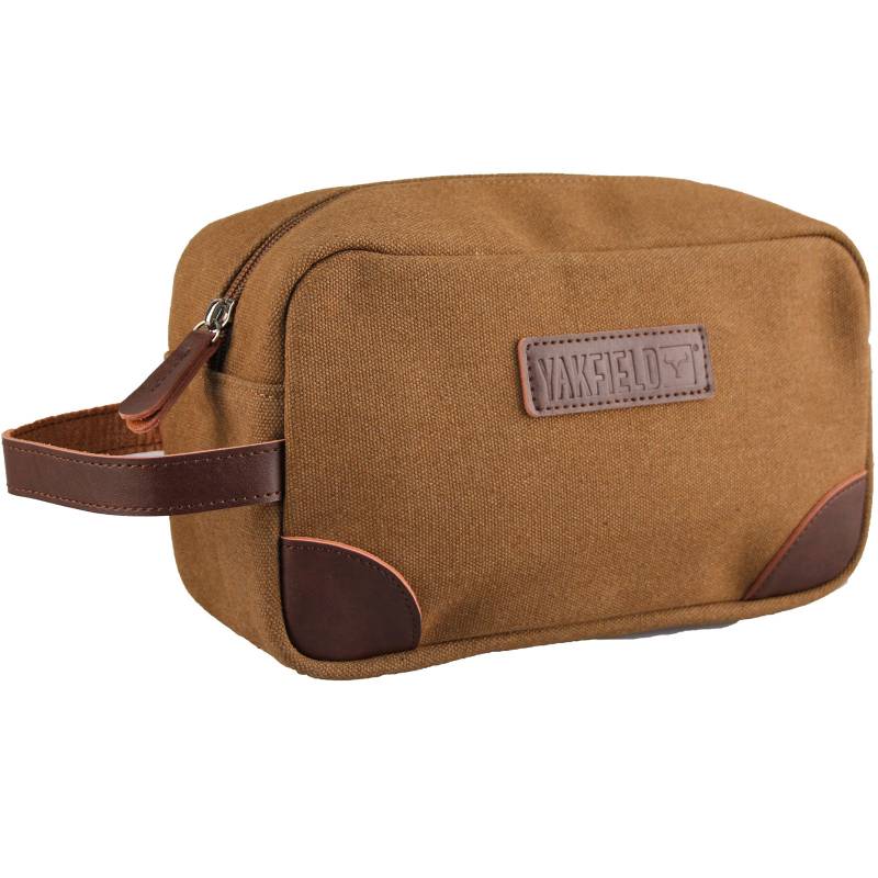 YAKFIELD Kulturbeutel Dias Canvas Kulturtasche Kosmetik Toiletten Wasch Tasche-braun von Yakfield