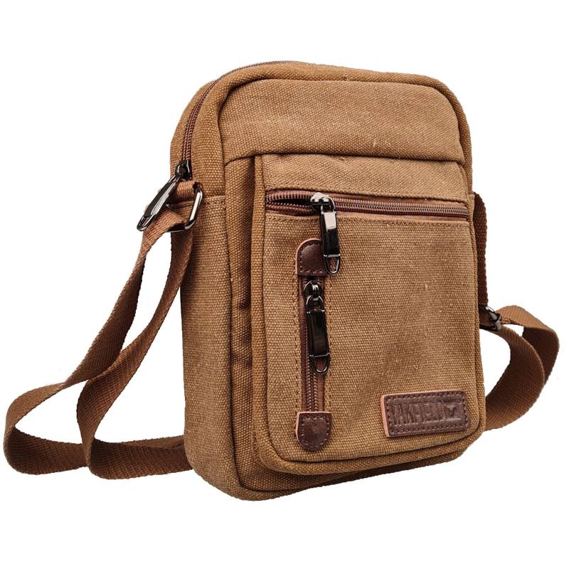 YAKFIELD Umhängetasche Cook Canvas Cross Body Schultertasche Reise Handy Tasche-braun von Yakfield