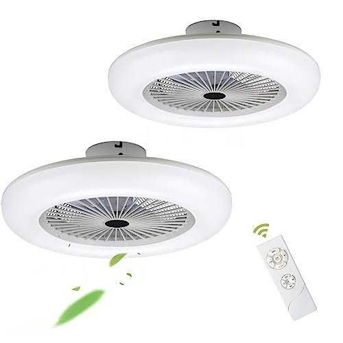 Yakimz 2er 80W Deckenventilator mit Beleuchtung, 55CM Deckenlampe mit Ventilator Einstellbare Windgeschwindigkeit und Farbtemperatur (3000-6500K), Lüfterlicht mit Fernbedienung von Yakimz