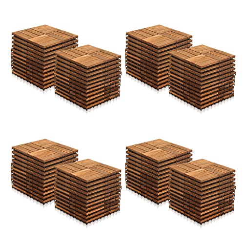 Yakimz 30 x 30 cm Holzfliesen aus Akazienholz, Anti-Rutsch-Bodenbelag, 88er Terrassenfliese, 8m² Bodenbelag Drainage Klicksystem Terrasse Balkon Garten, Braun von Yakimz