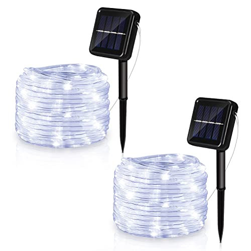 Yakimz 300 LEDs Lichtschlauch mit 8 Modi, 30M Solar Lichterkette Kaltweiß für Garten Deko - Energiesparend und Wasserdicht, für Innen Außen Deko, Party, Hochzeit, Balkon, Garten, 2 Stück von Yakimz