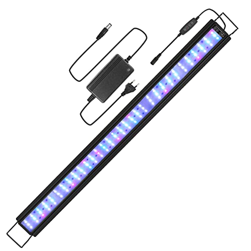 Yakimz 45W Aquarienbeleuchtung, 107-130 CM Aquarium LED Beleuchtung RGB, Aquarium Lampe, Dimmbare Vollspektrum Aquarium Pflanzen licht mit Timer für Algen und Fisch Aquarien von Yakimz