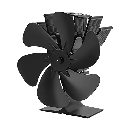 Yakimz 6 Blättern Kaminventilator Ofenventilator Ohne Strom hitzebetrieben Umweltfreundlich Friendly Kamin Ventilator für Kaminöfen leiser Betrieb Ventilator mit magnetischem Thermometer von Yakimz