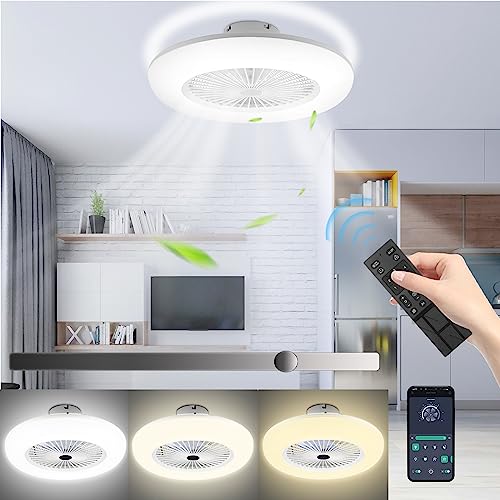 Yakimz 80W Deckenventilator mit Beleuchtung, 55CM LED Dimmbar Deckenlampe mit Ventilator mit Fernbedienung und APP, Sommer-Wintermodus (Vor- und Rücklauf), 6 Geschwindigkeiten, 3000-6500K von Yakimz