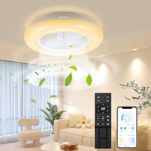 Yakimz 80W Deckenventilator mit Beleuchtung 2x, Dimmbar Deckenlampe mit Fernbedienung und Ventilator, APP, 6 stufige Windgeschwindigkeit, 3 Farbtemperatur Timer, Vor- und Rücklauf für Wohnzimmer von Yakimz