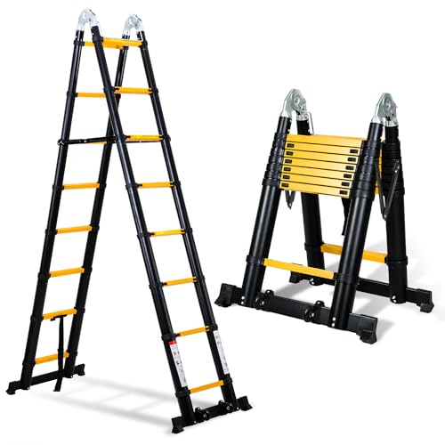 Yakimz Alu Teleskopleiter 5M Teleskop Multifunktionsleiter, Rutschfester Klappbar Leiter, Klappleiter 150 kg Belastbarkeit, Aluminiumleiter für Garten Innen, Schwarz-Gelb Yakimz Alu Teleskopleiter 5M Teleskop Multifunktionsleiter, Rutschfester Klappbar Leiter, Klappleiter 150 kg Belastbarkeit, Aluminiumleiter für Garten Innen, Schwarz-Gelb von Yakimz