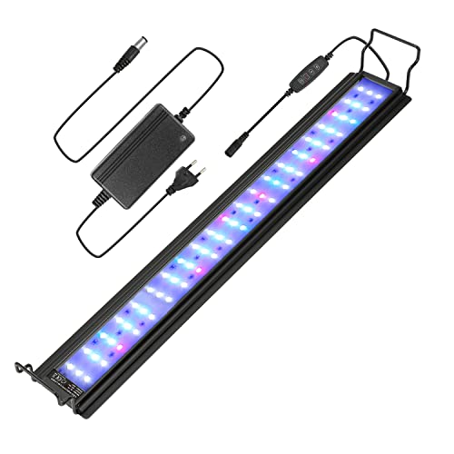 Yakimz Aquarium LED Beleuchtung, 28W Dimmbare RGB Aquarienbeleuchtung mit Timer für 65cm -90cm Aquarium, Aquarium Lampe Fisch Tank Fisch Pflanze mit Verstellbarer Halterung von Yakimz