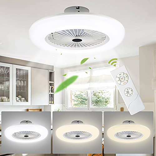 Yakimz Deckenventilator mit Beleuchtung und Fernbedienung 80W, LED Deckenlampe mit Ventilator Einstellbare Windgeschwindigkeit und Farbtemperatur, 3 Farbtemperatur, Timer Für Schlafzimmer Wohnzimmer von Yakimz