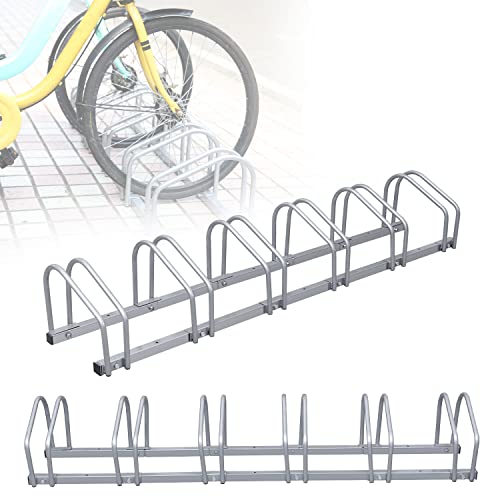 Yakimz Fahrradständer Boden Für 6 Fahrräder, Mehrfachständer, Fahrradhalter Bodenständer, Aufstellständer Fahrrad Ständer Boden, Wand Montage Metall Platzsparend Wandhalterung bodenparker von Yakimz