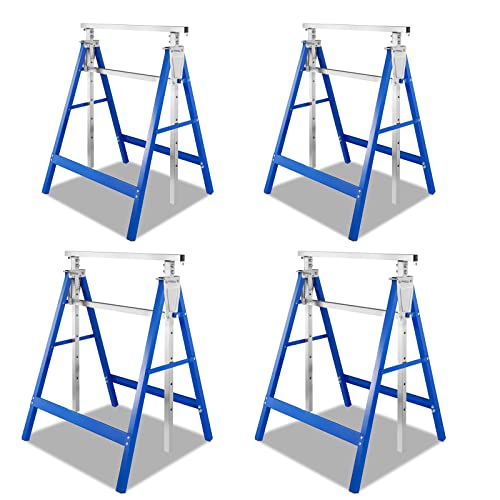 Yakimz Gerüstbock, 4er Set 7-fach höhenverstellbar 80-130 cm klappbar Gestelle Klappbock Metall Unterstellbock Arbeitsbock Gerüste, Tragkraft 200 kg, Aus Stahl-Vierkantrohr von Yakimz