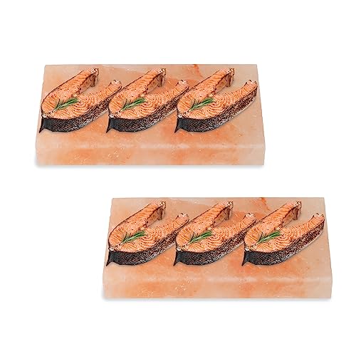 Yakimz Grill Salzstein BBQ, 2er Set Salzstein zum Grillen, 20 * 10 * 2.5CM, Salz Grillsteine, Wiederverwendbar Salzgrillstein, Original Kristallsalz aus dem Vorgebirge von Yakimz