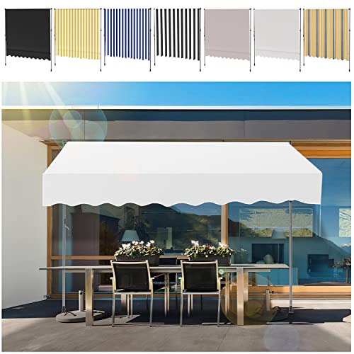 Yakimz Klemmmarkise mit Handkurbel, 400 x 120 cm Markise Balkon aus Polyester UV-beständig & höhenverstellbar,Sonnenschutz wasserdicht, ohne Bohren Milchiges Weiß von Yakimz