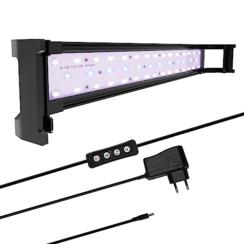 Yakimz LED Aquarium Beleuchtung, 16W Aquariumbeleuchtung Lampe Weiß Blau Licht Aquarium Lampe mit Verstellbarer Halterung für 45-60cm Süßwasser-Aquarien von Yakimz