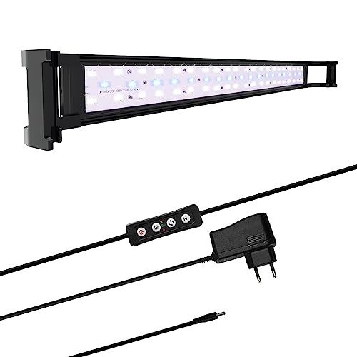 Yakimz LED Aquarium Beleuchtung, Aquariumbeleuchtung Lampe Weiß Blau Licht 25W Aquarium Lampe mit Verstellbarer Halterung für 90-110CM Süßwasser-Aquarien von Yakimz