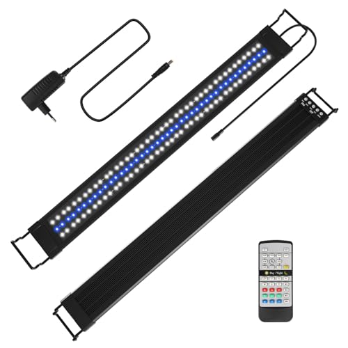 Yakimz LED Aquarium Beleuchtung, aquariumbeleuchtung 30W, 24/7 Modus Aquarium Licht, 8 DIY-Modi, einstellbare Helligkeit, 10-stufiges Dimmen, wasserdicht, für 90-120cm Süßwasser-Aquarien von Yakimz