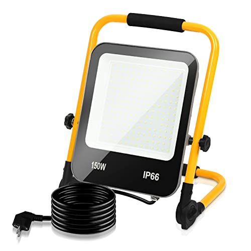 Yakimz LED Baustrahler Arbeitsleuchte Strahler 150W 13000LM Bauscheinwerfer mit 3m Stromkabel IP66 Austellenlampe Tragbar und Faltbarer 216 LEDs Fluter für Werkstatt Baustelle Garage, Kaltweiß Yakimz LED Baustrahler Arbeitsleuchte Strahler 150W 13000LM Bauscheinwerfer mit 3m Stromkabel IP66 Austellenlampe Tragbar und Faltbarer 216 LEDs Fluter für Werkstatt Baustelle Garage, Kaltweiß von Yakimz