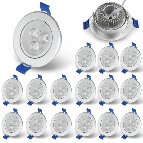 Yakimz LED Einbaustrahler 3W, 80er set LED Einbauleuchten 230V, LED Flach Decken Spot mit 30° Schwenkbar, Durchmesser des Lochs Ø60mm, Warmweiß 3000K, Deckenleuchte für Badezimmer Schlafzimmer Küche von Yakimz