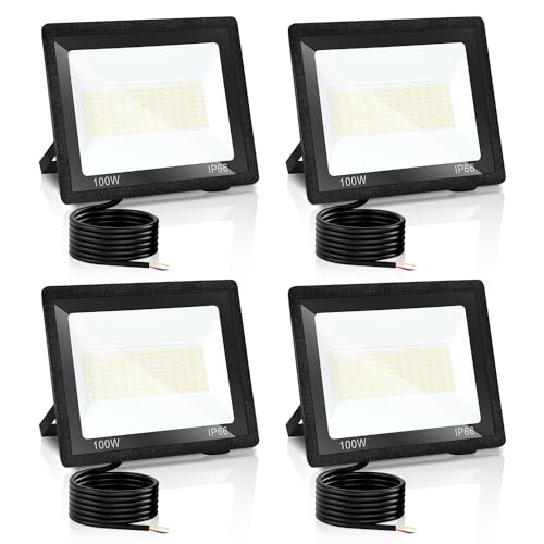 Yakimz LED Strahler, 4x100W LED Außenstrahler, 3 Einstellbare Farbtemperatur, IP66 Wasserdicht Scheinwerfer Superhell Aussenleuchte LED Fluter für Hinterhof Auffahrt Türen Garage Flur Garten von Yakimz
