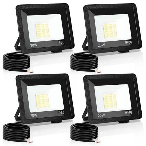 Yakimz LED Strahler, 4x20W LED Außenstrahler, 3 Einstellbare Farbtemperatur, IP66 Wasserdicht Scheinwerfer Superhell Aussenleuchte LED Fluter für Hinterhof Auffahrt Türen Garage Flur Garten von Yakimz