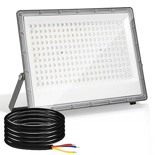 Yakimz LED Strahler 200W, LED Fluter Superhell 19800LM LED Scheiwerfer 6000K Kaltweiß, IP65 Wasserfest Außenstrahler, Fluter Aussenstrahler für Werkstatt Hof (Kein Stecker) von Yakimz