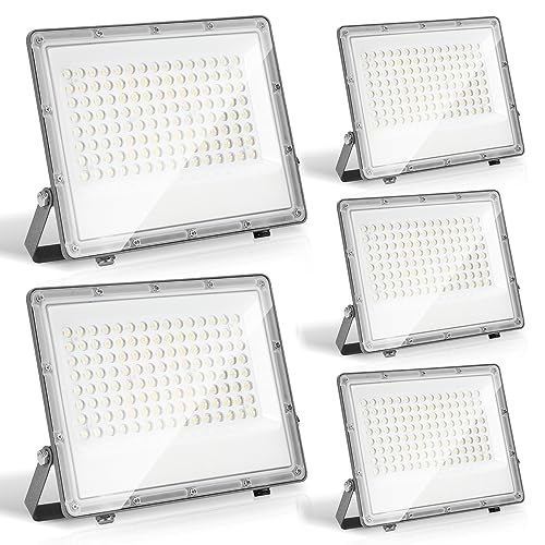 Yakimz LED Strahler Außen, 100W LED Fluter 5x, Baustrahler Wasserdicht IP65, LED Scheinwerfer 230V, Superhell Außenstrahler 9900LM 6000K Kaltweiß Flutlicht Beleuchtung Außenlampe(kein Stecker) von Yakimz