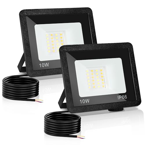 Yakimz LED Strahler Außen, 2 Stücke 10W LED Scheinwerfer Fluter, IP66 Wandleuchte Superhell Aussenleuchte, 3 Einstellbare Farbtemperatur, für Garten Garage Haus Hof Haus, 230V von Yakimz