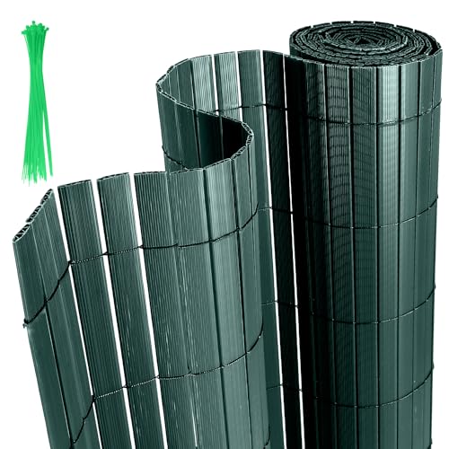 Yakimz PVC Sichtschutzmatte, Sichtschutzzaun Grün Sichtschutz Balkonsichtschutz, Wetterfest UV-beständig für Garten Balkon und Terrasse, 100 x 500 cm Windschutz, Grün von Yakimz