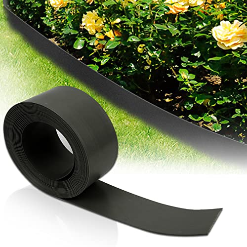 Yakimz Rasenkante Kunststoff Mähkante Rasen Schwarz, Beeteinfassung Gartenumrandung, Beetumrandung (Länge 10m, Höhe 14 cm) von Yakimz