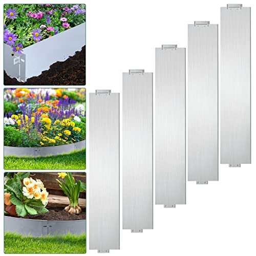 Yakimz Rasenkante Metall 15m-15 stück Mähkante Verzinkt 100 x 15 cm per Stück Anpassbare Flexibel Beetumrandung für Gartenpflanzen Gemüseanbau Floral von Yakimz