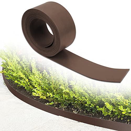 Yakimz Rasenkanten Kunststoff Mähkante, Beeteinfassung für Rasen, Gartenumrandung, Beetumrandung Profilkante Pflasterstein Gartenwegen, Rasenbegrenzung(Länge 10m, Höhe 10cm, Braun), M-CT7303-1 von Yakimz