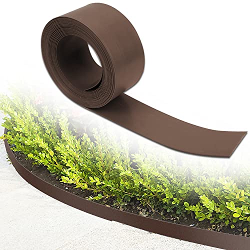 Yakimz Rasenkanten Kunststoff Mähkante, Beeteinfassung für Rasen, Gartenumrandung, Rasenbegrenzung(Länge 10m, Höhe 10cm, Braun) von Yakimz