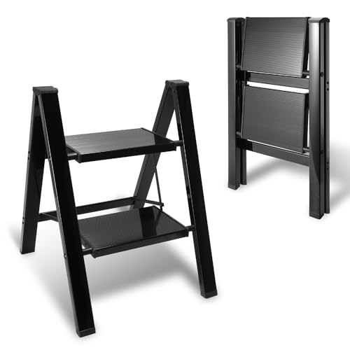 Yakimz Trittleiter 2-Stufen Klappbar, Leiter mit breitem Anti-Rutsch-Pedal, Tritthocker mit 150kg Kapazität,für Zuhause leichte Leiter belastbar, Einfach zu verstauen Schwarz Yakimz Trittleiter 2-Stufen Klappbar, Leiter mit breitem Anti-Rutsch-Pedal, Tritthocker mit 150kg Kapazität,für Zuhause leichte Leiter belastbar, Einfach zu verstauen Schwarz von Yakimz