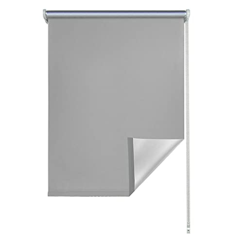 Yakimz Verdunkelungsrollo, Klemmfix Rollo ohne Bohren, Thermo-Rollo, Fensterrollo Rollo Sonnenschutz, Seitenzugrollo Klemmrollo für Fenster & Tür, Grau, 60x160cm (BxH) von Yakimz