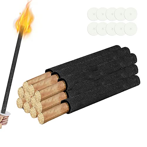 Yakimz Wachsfackeln Brennzeit 100 min|mit Handschutz/Extra Langem Griff Fackeln|Für Nachtwanderung Lagerfeuer Outdoor[10 Stück] von Yakimz