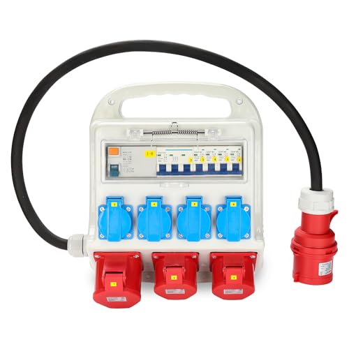 Yakimz Wandverteiler mit FI-Schutzschalter, Stromverteiler 2 x CEE 400V/16A+4 x 230V Schuko IP44 5 polig Baustromverteiler, schwere Gummischlauchleitung Stromzufuhr, Steckdose Sicherheitsklappdeckeln Yakimz Wandverteiler mit FI-Schutzschalter, Stromverteiler 2 x CEE 400V/16A+4 x 230V Schuko IP44 5 polig Baustromverteiler, schwere Gummischlauchleitung Stromzufuhr, Steckdose Sicherheitsklappdeckeln von Yakimz