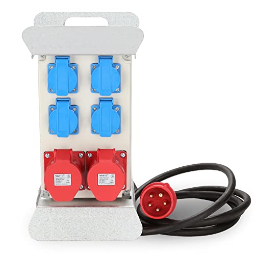 Yakimz Wandverteiler, Stromverteiler CEE 2 x 16A 400V+4x 230V Schuko IP44 5 polig Baustromverteiler, schwere Gummischlauchleitung Stromzufuhr, Steckdose Sicherheitsklappdeckeln Yakimz Wandverteiler, Stromverteiler CEE 2 x 16A 400V+4x 230V Schuko IP44 5 polig Baustromverteiler, schwere Gummischlauchleitung Stromzufuhr, Steckdose Sicherheitsklappdeckeln von Yakimz