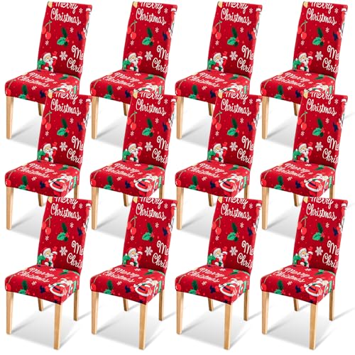 Yakimz Weihnachtlich Stuhlhussen, 12er Set Elastischer Universelle Stuhlbezug, Husse Dekoration für Party Banquet Hotel, Waschbar und Pflegeleicht Yakimz Weihnachtlich Stuhlhussen, 12er Set Elastischer Universelle Stuhlbezug, Husse Dekoration für Party Banquet Hotel, Waschbar und Pflegeleicht von Yakimz