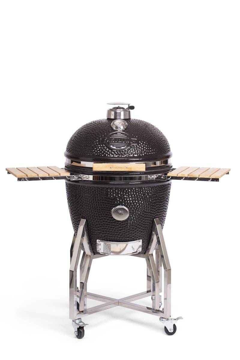 Yakiniku Kamado Keramikgrill XLARGE Set inkl. Gestell + Rollen + Seitentische von Yakiniku