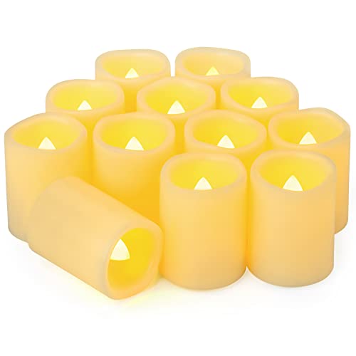 Yakpo 12 Stück 5 cm flammenlose batteriebetriebene LED-Votivkerzen, elektrisch flackerndes künstliches Votiv-Teelicht, LED-Kerze für Hochzeit Geburtstag Party Weihnachten Halloween Kürbisdekorationen von Yakpo