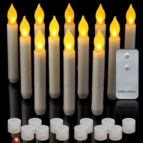 Yakpo 12 Stück flammenlose LED-Spitzkerzen mit Fernbedienung, batteriebetriebene, flackernde Halloween-Hängekerzen, große elektrische Fake-Kerzenhalter für Fenster-Weihnachts-Tischdekorationen Yakpo 12 Stück flammenlose LED-Spitzkerzen mit Fernbedienung, batteriebetriebene, flackernde Halloween-Hängekerzen, große elektrische Fake-Kerzenhalter für Fenster-Weihnachts-Tischdekorationen von Yakpo