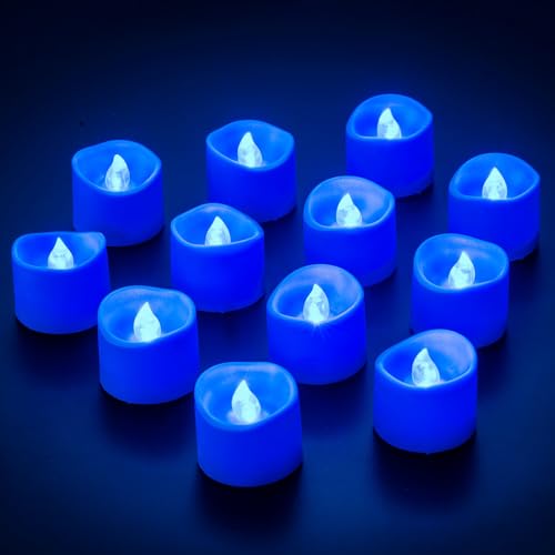 Yakpo 12 Stück flammenlose blaue Teelichter batteriebetrieben, blau flackernde LED-Votivkerzen elektrische künstliche Teelichter, Großpackung für Hochzeit Valentinstag Halloween Weihnachtsdekorationen Yakpo 12 Stück flammenlose blaue Teelichter batteriebetrieben, blau flackernde LED-Votivkerzen elektrische künstliche Teelichter, Großpackung für Hochzeit Valentinstag Halloween Weihnachtsdekorationen von Yakpo