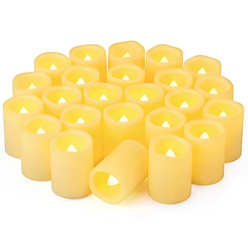 Yakpo 24 Stück 5 cm flammenlose batteriebetriebene LED-Votivkerzen, flackerndes gefälschtes Votiv-Teelicht, elektrische LED-Kerze für Hochzeit, Party, Weihnachten, Halloween Kürbislichter Dekorationen von Yakpo