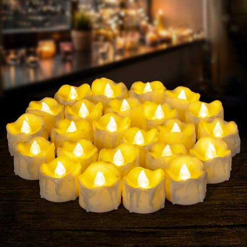 Yakpo 24 Stück LED-Timer-Teelichter, batteriebetrieben, flammenlos, flackernde elektrische Timer-Kerzen, künstliche Außenkerzen, Großpackung für Halloween-Kürbis-Weihnachtsdekorationen Yakpo 24 Stück LED-Timer-Teelichter, batteriebetrieben, flammenlos, flackernde elektrische Timer-Kerzen, künstliche Außenkerzen, Großpackung für Halloween-Kürbis-Weihnachtsdekorationen von Yakpo